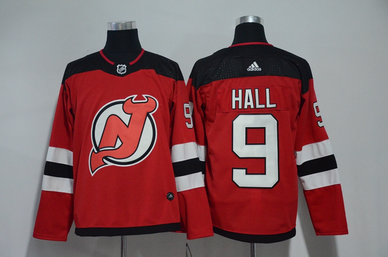 Men New Jersey Devils #9 Hall Red Hockey Stitched Adidas NHL Jerseys->new jersey devils->NHL Jersey